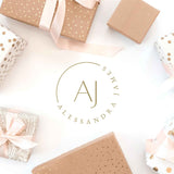 Alessandra James Gift Card showing the logo with beautifully wrapped presents.