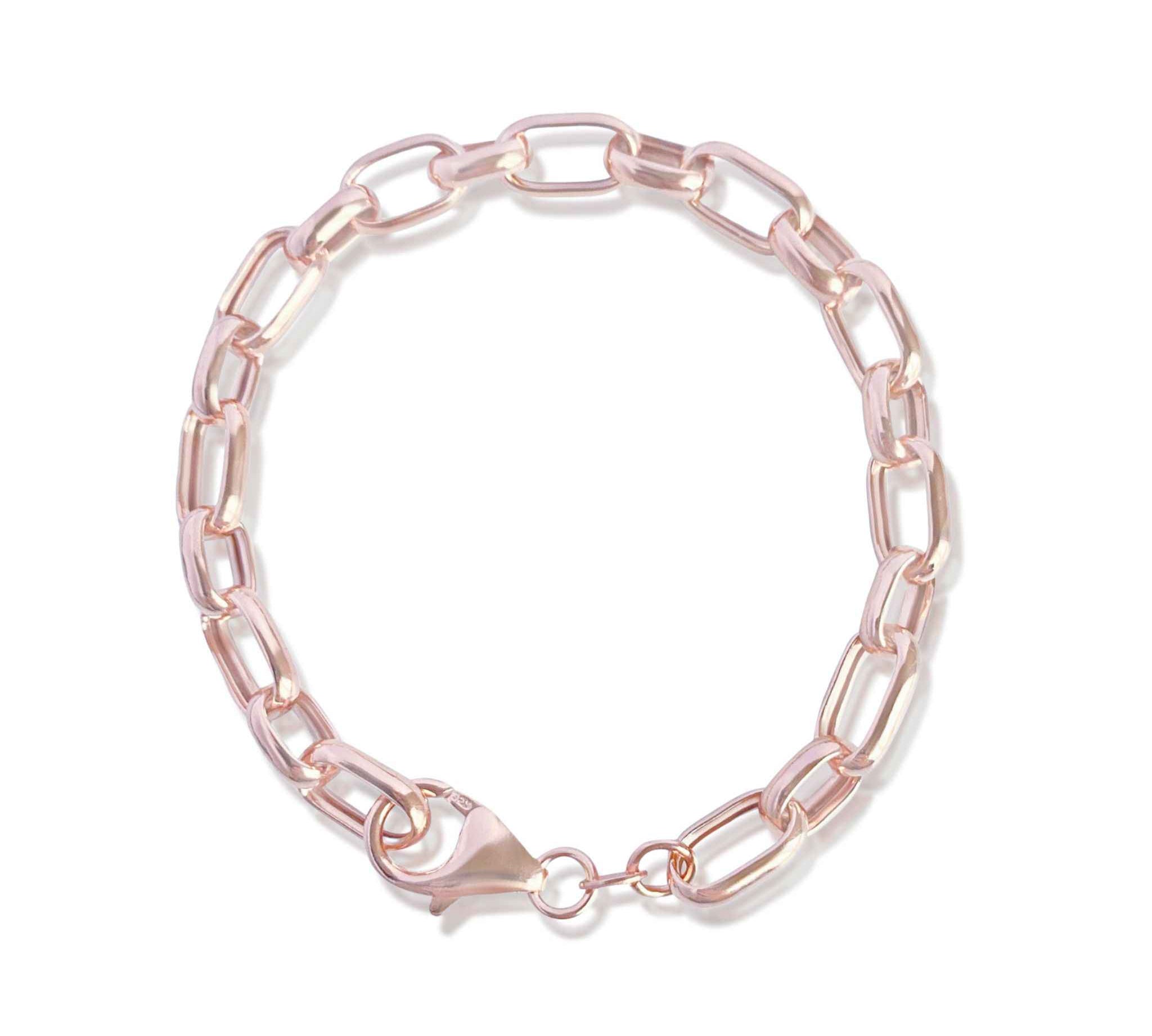 Graceful Rectangular Chain Link Bracelet in rose gold by Alessandra James.