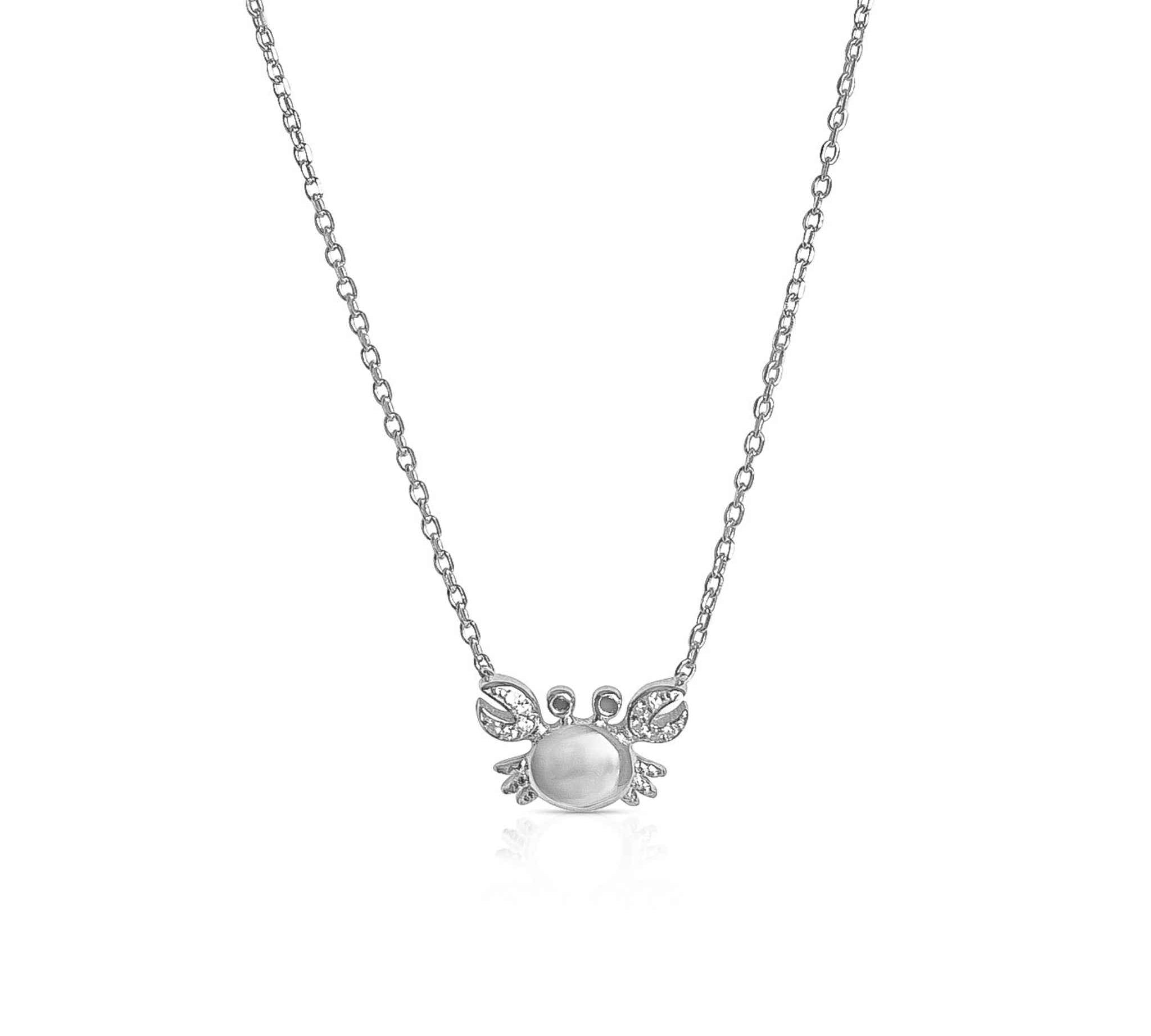 Sterling silver Crab Pendant Necklace with cubic zirconia claws from Alessandra James.