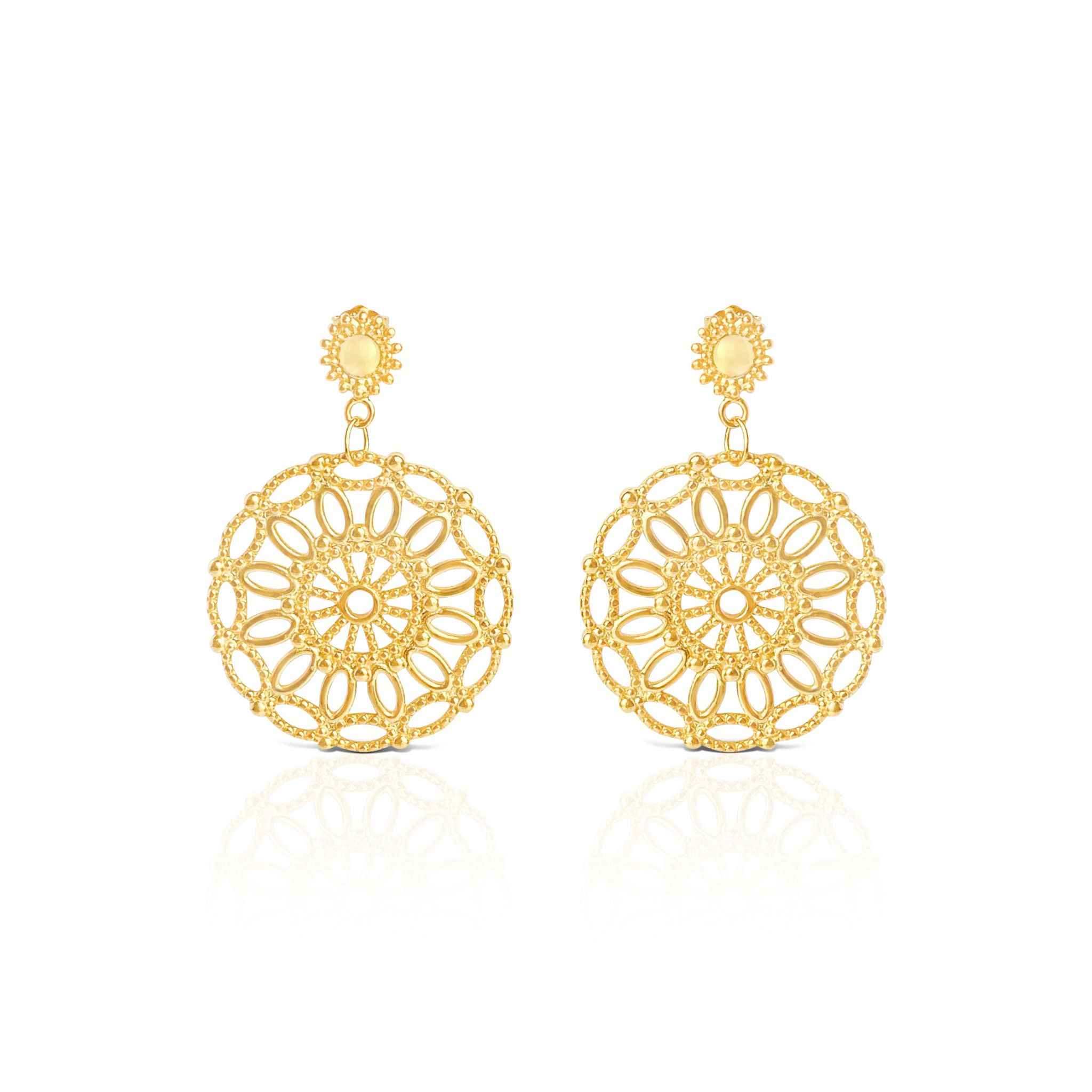 Elegant Anastasia lace earrings by Alessandra James radiating luminous femininity.