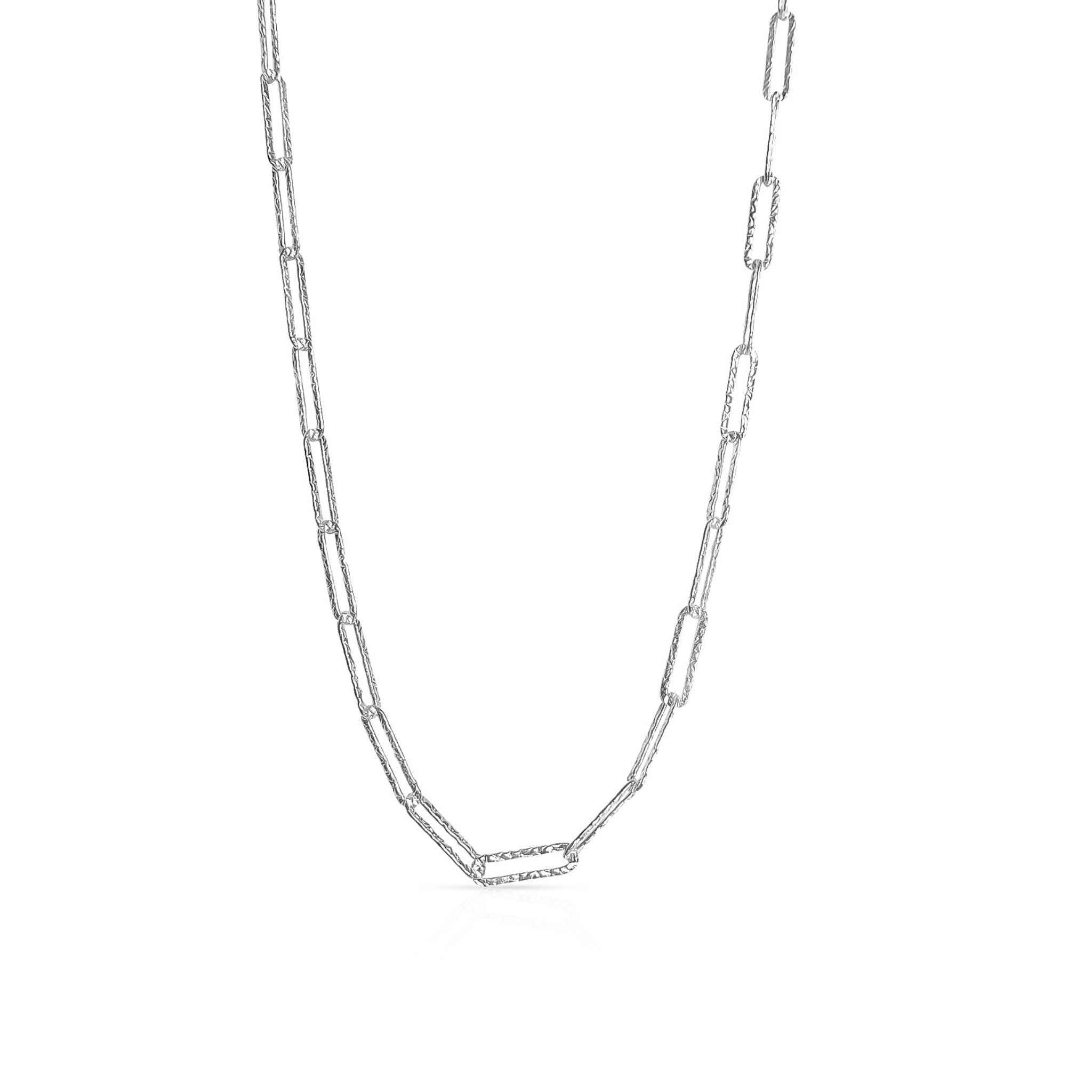 Elegant sterling silver Hammered Paperclip Chain Necklace, a perfect representation of the quiet luxury trend.