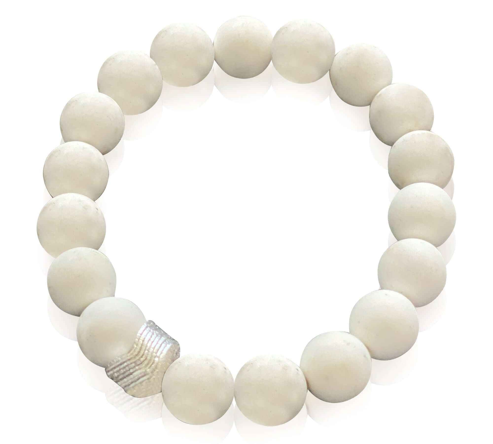 Versatile Howlite Bracelet with Silver Ruffle Spacers representing everyday style.