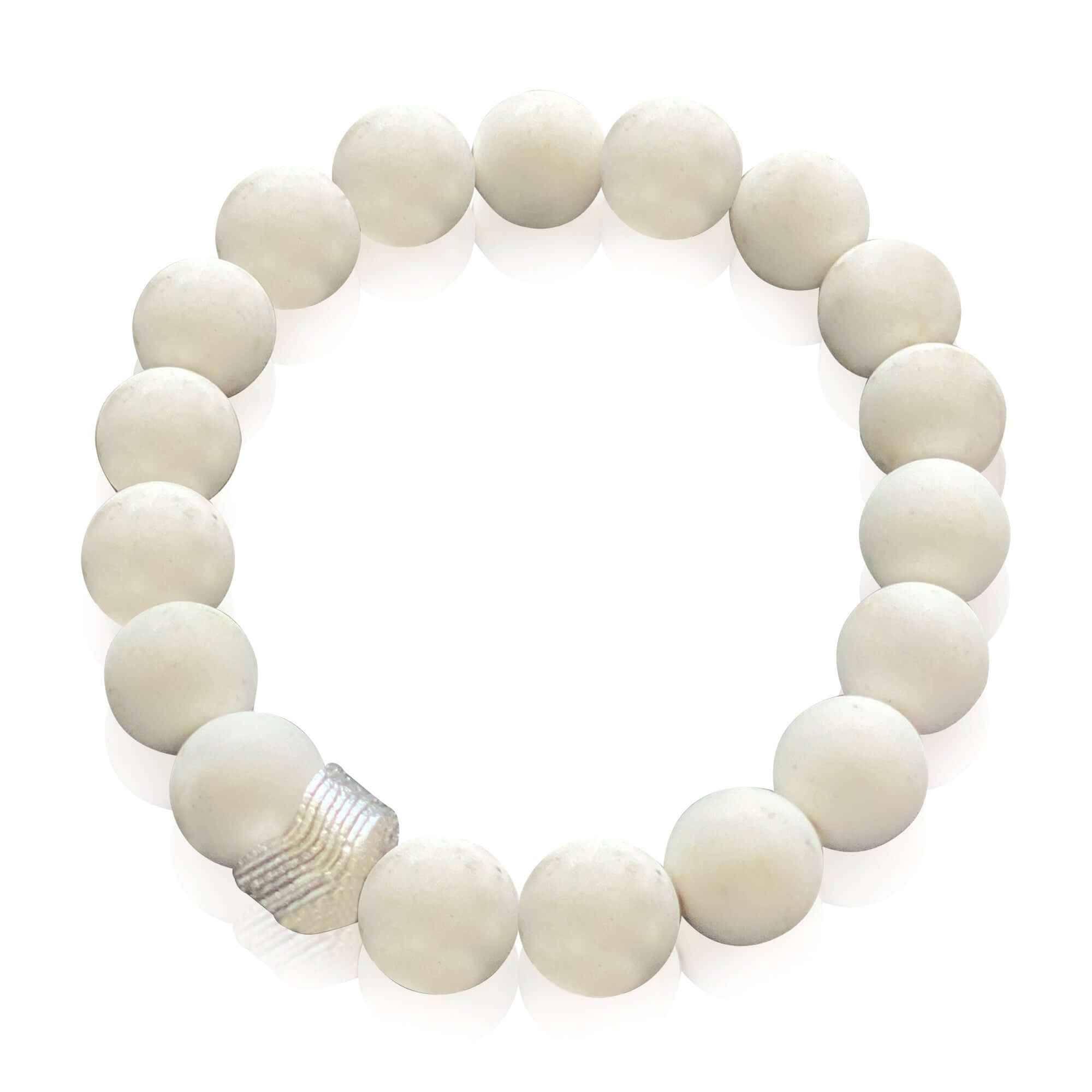Versatile Howlite Bracelet with Silver Ruffle Spacers representing everyday style.