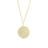 Chic 14K gold vermeil medallion necklace with clear diamonettes, perfect for making a statement.