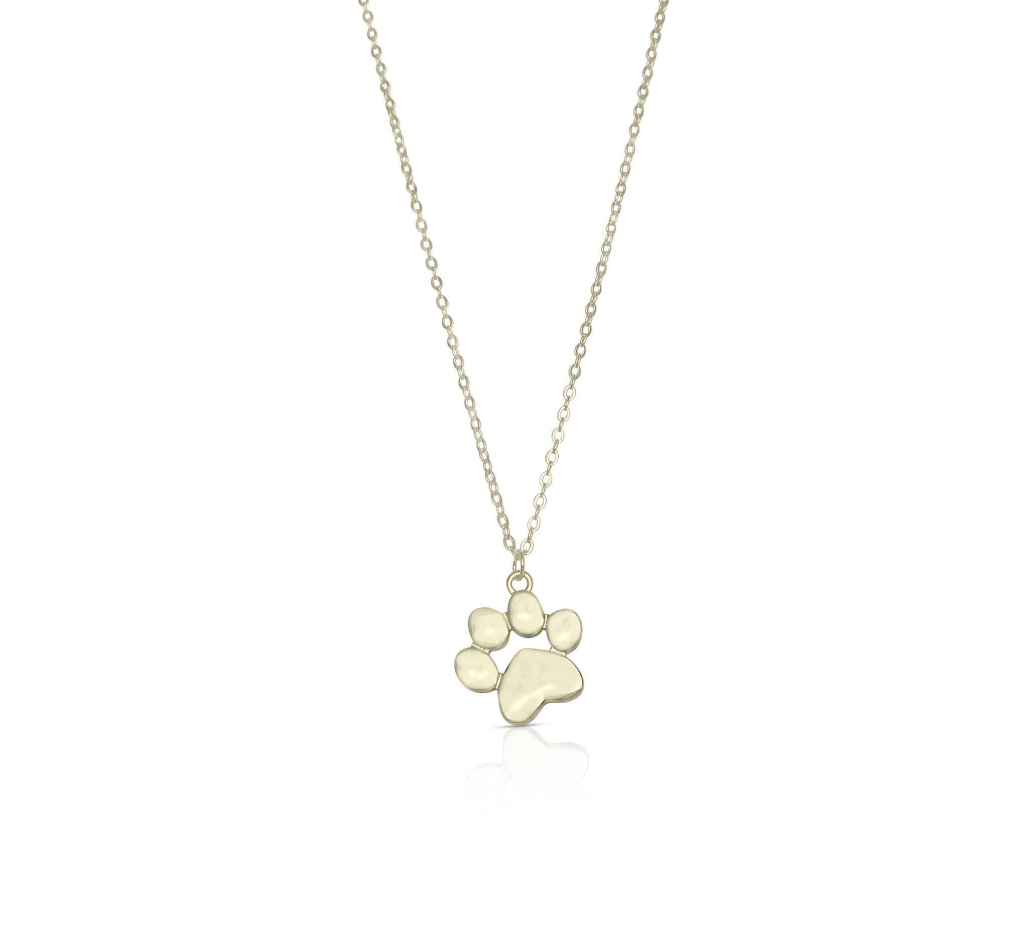 Elegant women's silver Paw Print Pendant Necklace expresses a subtle  gesture for a beloved pet.  