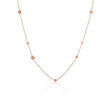 Elegant Women's Pebble Necklace in Rose Gold by Alessandra James, opera-length with irregularly spaced round pebbles.