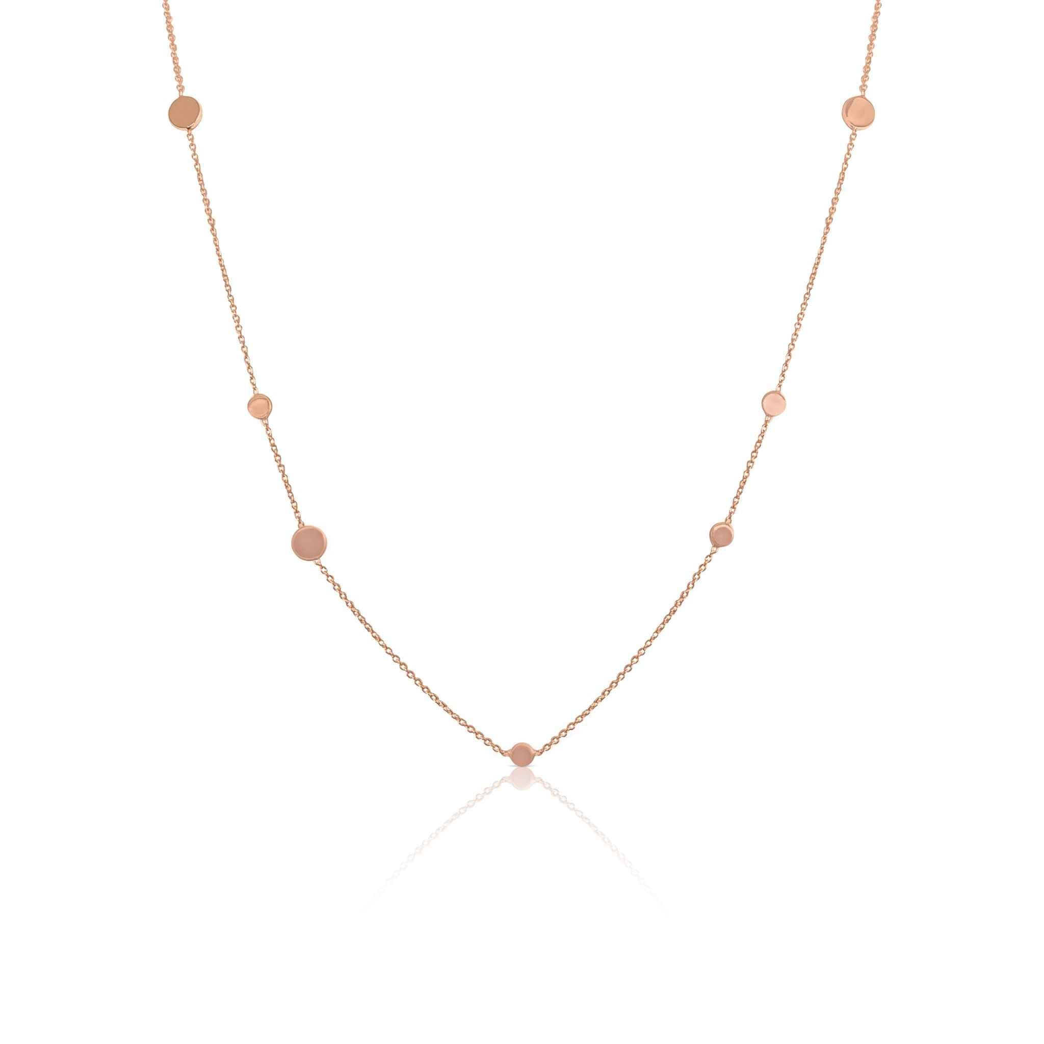 Elegant Women's Pebble Necklace in Rose Gold by Alessandra James, opera-length with irregularly spaced round pebbles.