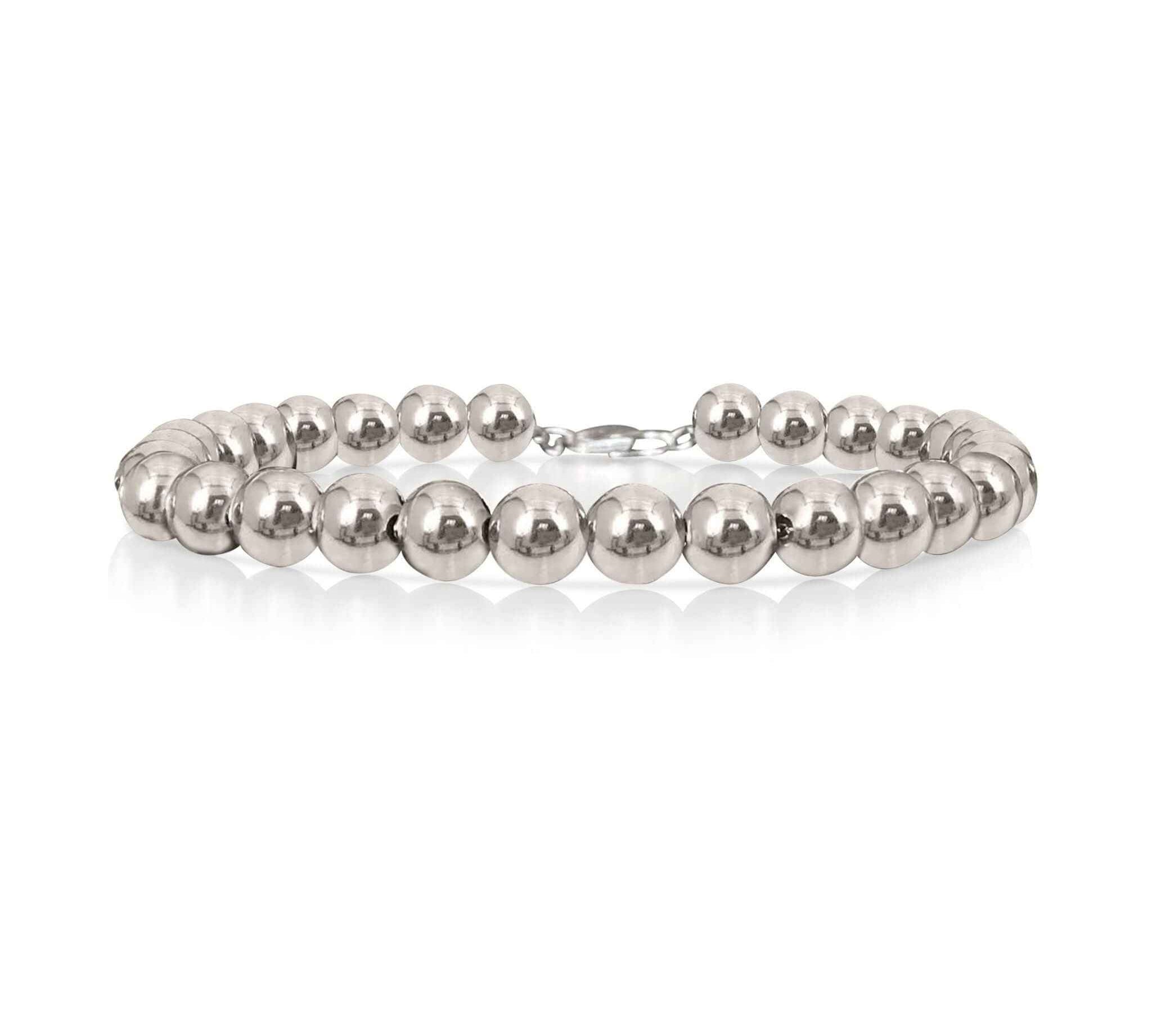 Elegant 4mm sterling silver beaded bracelet by Alessandra James.