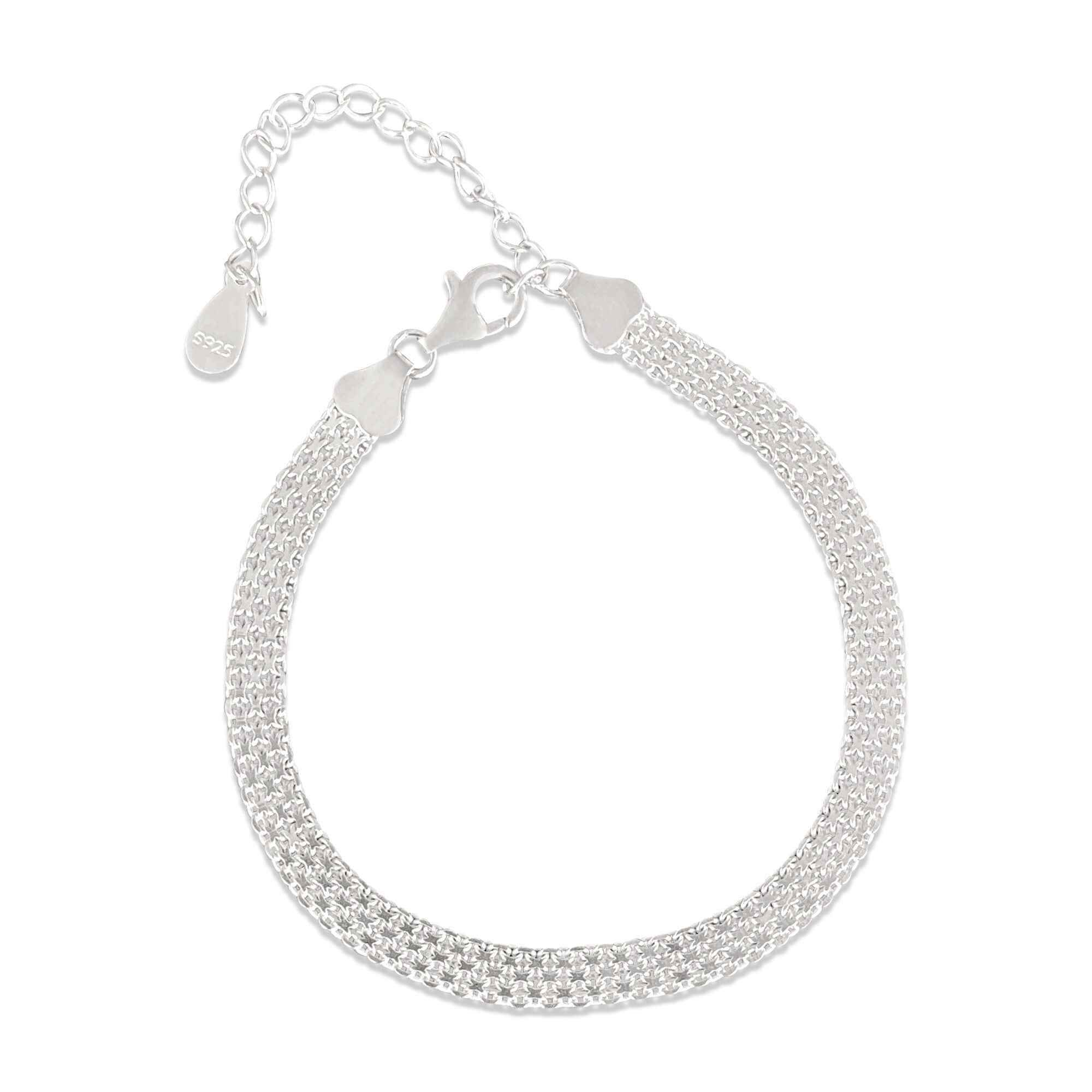 Dainty 925 sterling silver mesh bracelet by Alessandra James, perfect for special occasions.