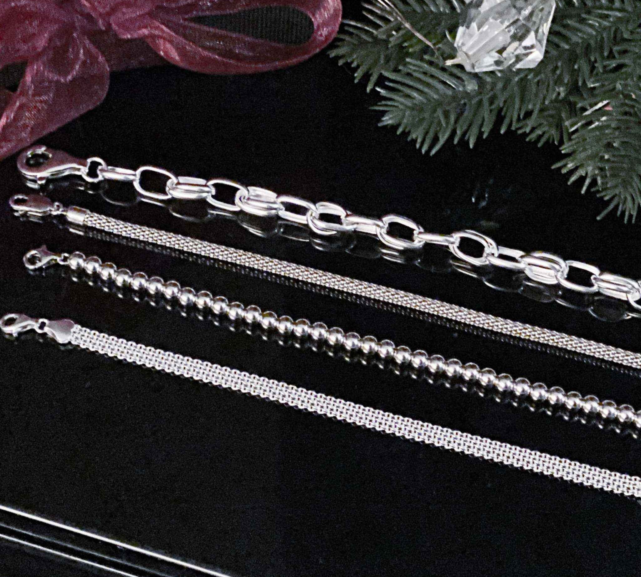 Close-up view of sterling silver rope bracelet detailing.