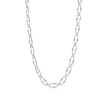 Modern T-Bar Link Necklace in sterling silver by Alessandra James, perfect for a layered look.