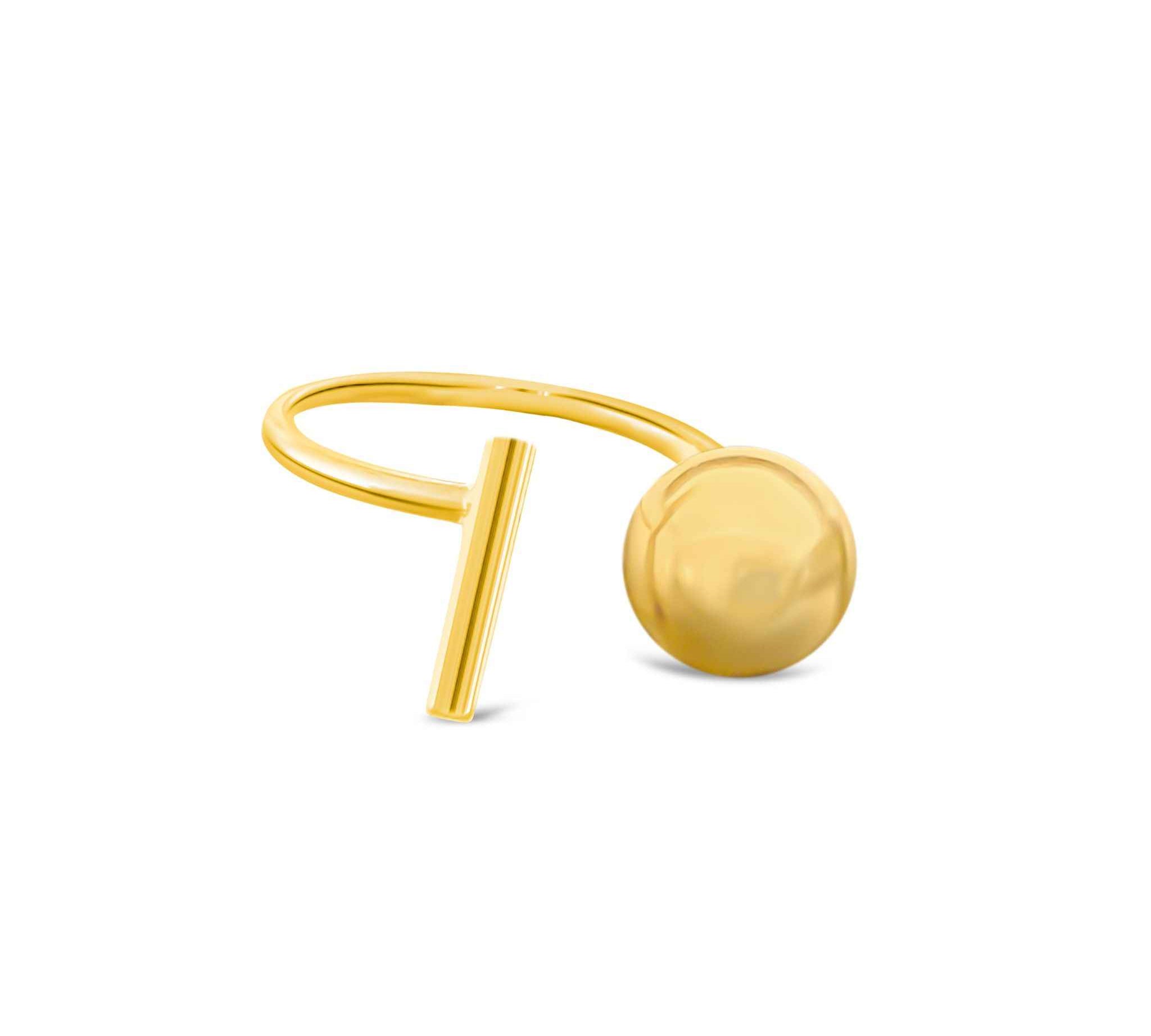 Trendy Women's T-Bar Ring in Gold by Alessandra James, minimalist and modern design perfect for everyday wear.