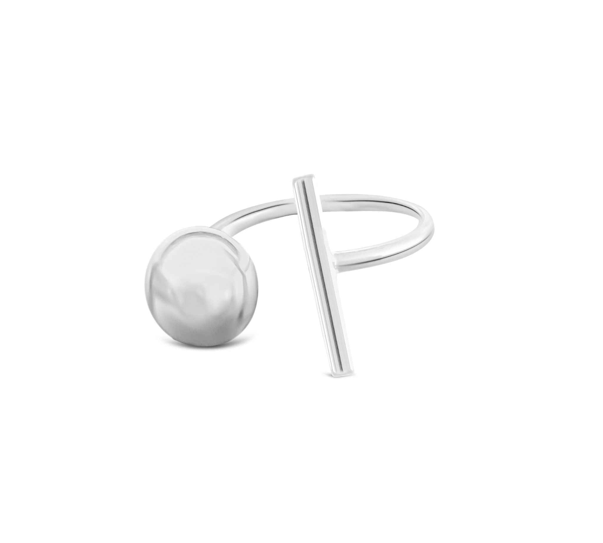 Elegant T-Bar Ring in Silver by Alessandra James, perfect for minimalist jewelry lovers. Ideal for everyday wear.