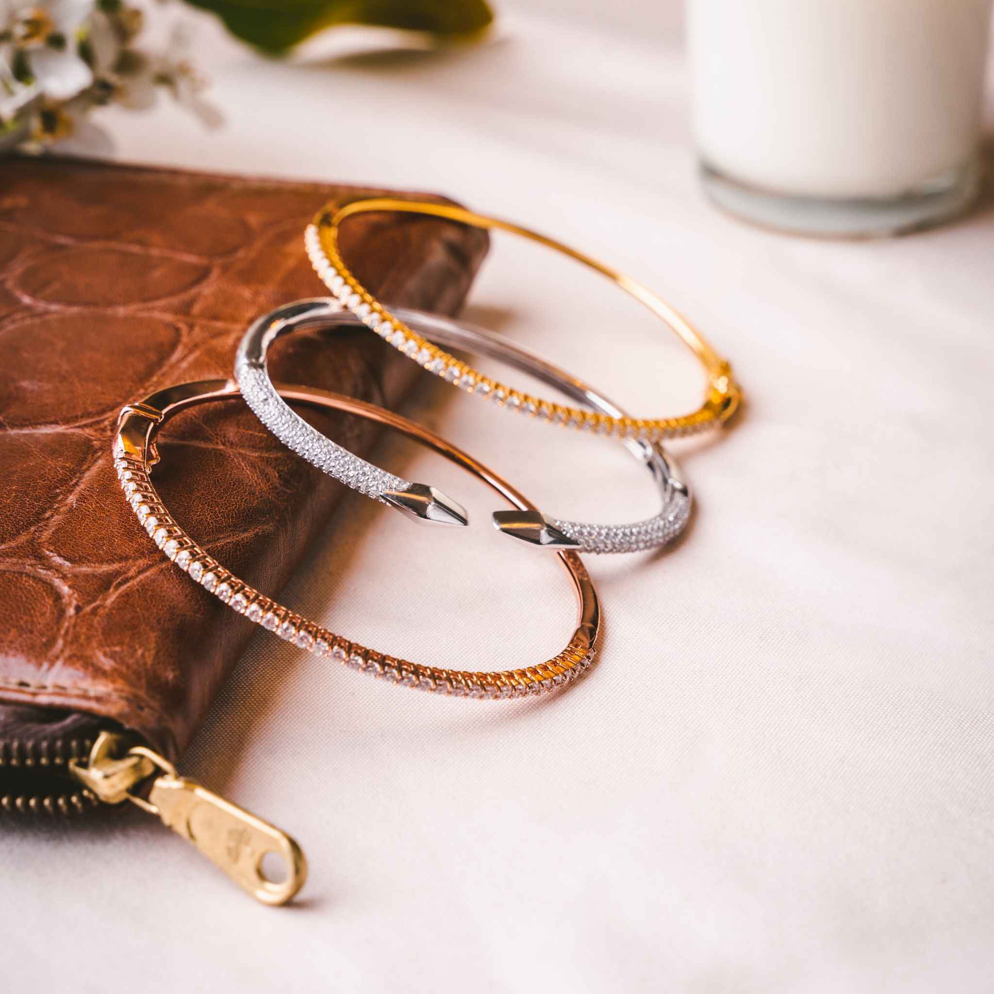 Exquisite Waverly Bangle in Rose Gold - Ideal for Layering with Other Bracelets.