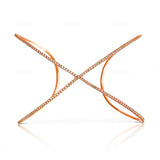 Elegant 18k Waverly Cross Bangle in Rose Gold by Alessandra James - Front View.