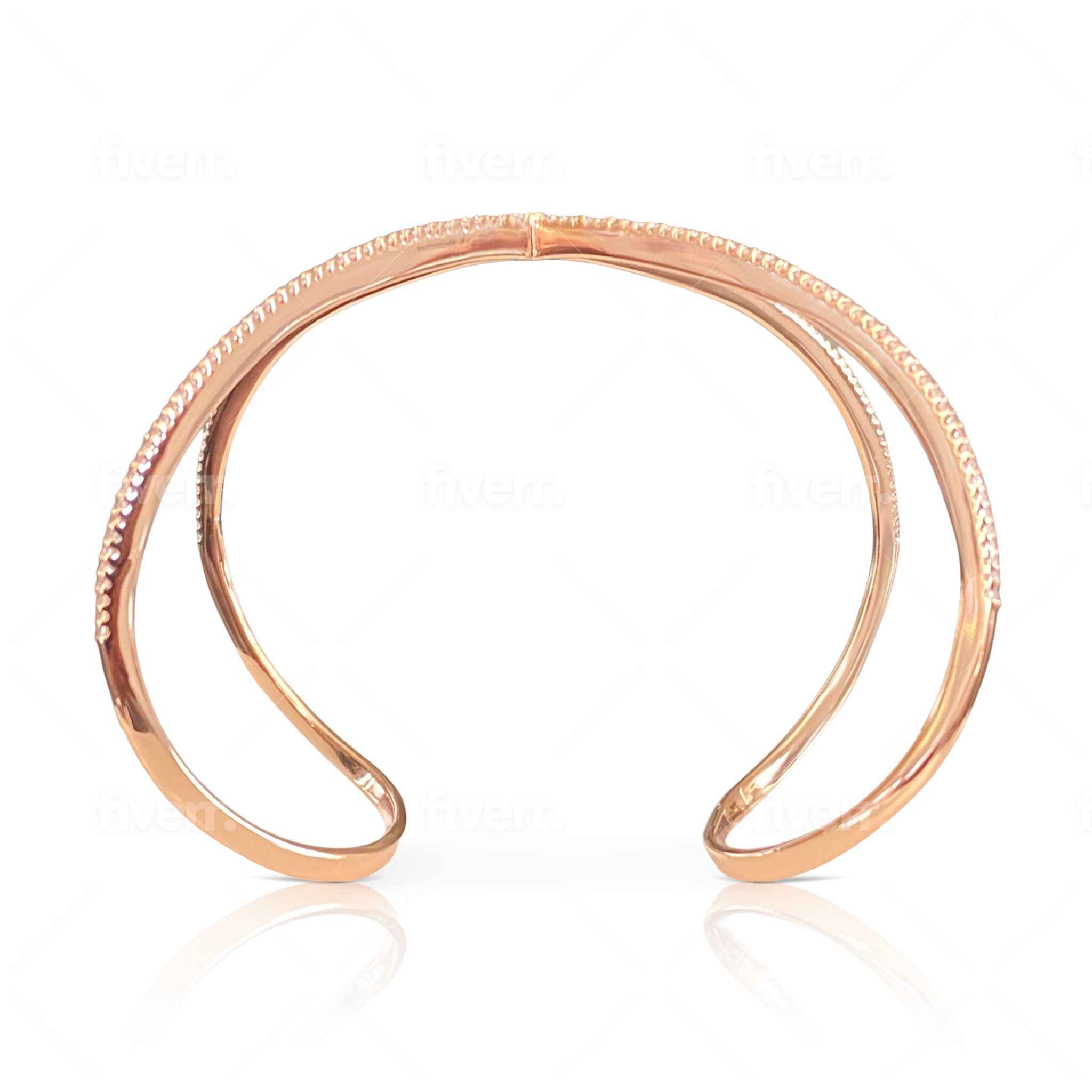 Stunning Waverly Cross Bangle in Rose Gold - Side Angle Detail.