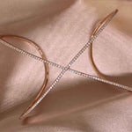 Close-up detail of the Waverly Cross Bangle in Rose Gold - Alessandra James Collection.