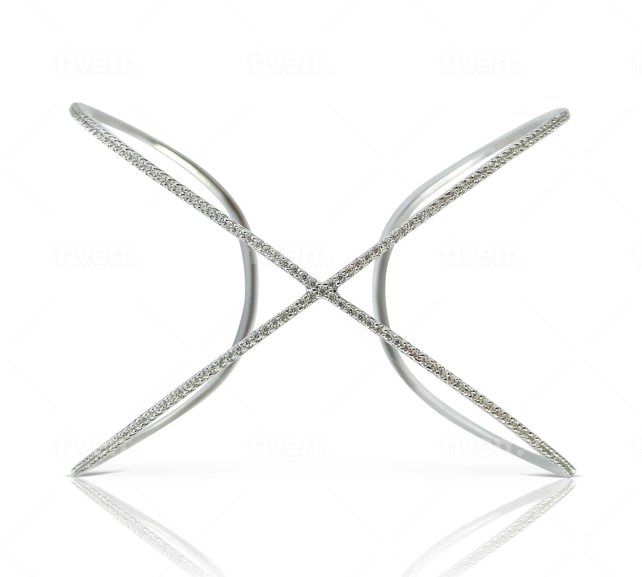 Elegant Waverly Cross Bangle in 925 Sterling Silver by Alessandra James.