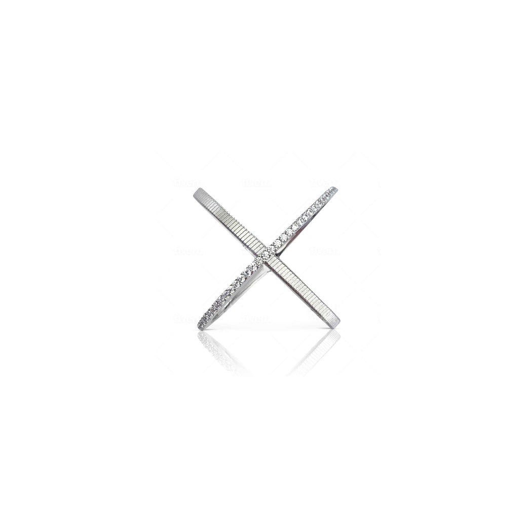 Elegant Waverly Silver Cross Ring with cubic zirconia embellishments by Alessandra James.