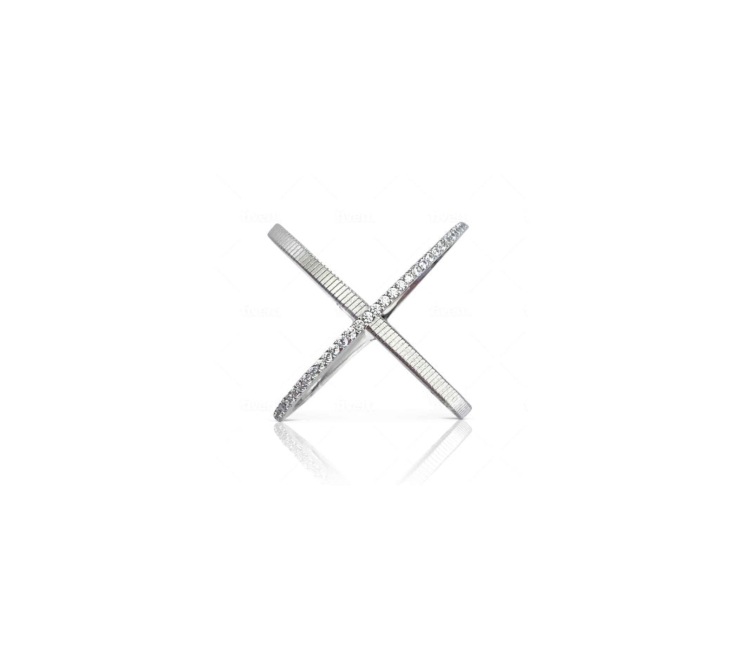 Elegant Waverly Silver Cross Ring with cubic zirconia embellishments by Alessandra James.