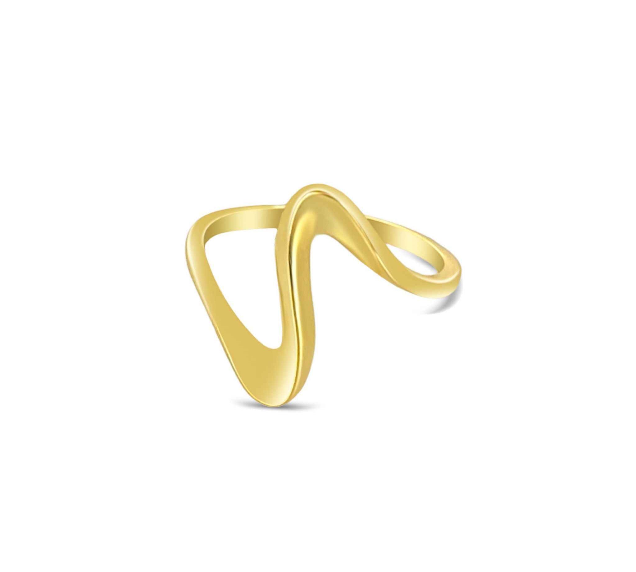 Delicate sterling silver Zig Zag Ring in Gold by Alessandra James, perfect for everyday wear.