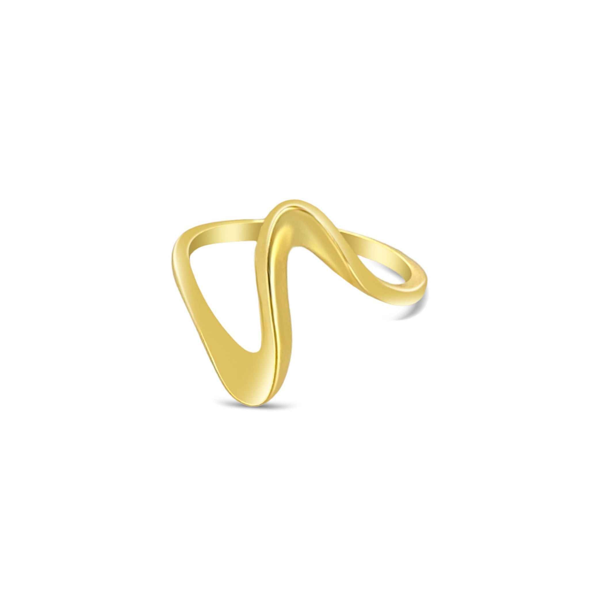 Delicate sterling silver Zig Zag Ring in Gold by Alessandra James, perfect for everyday wear.