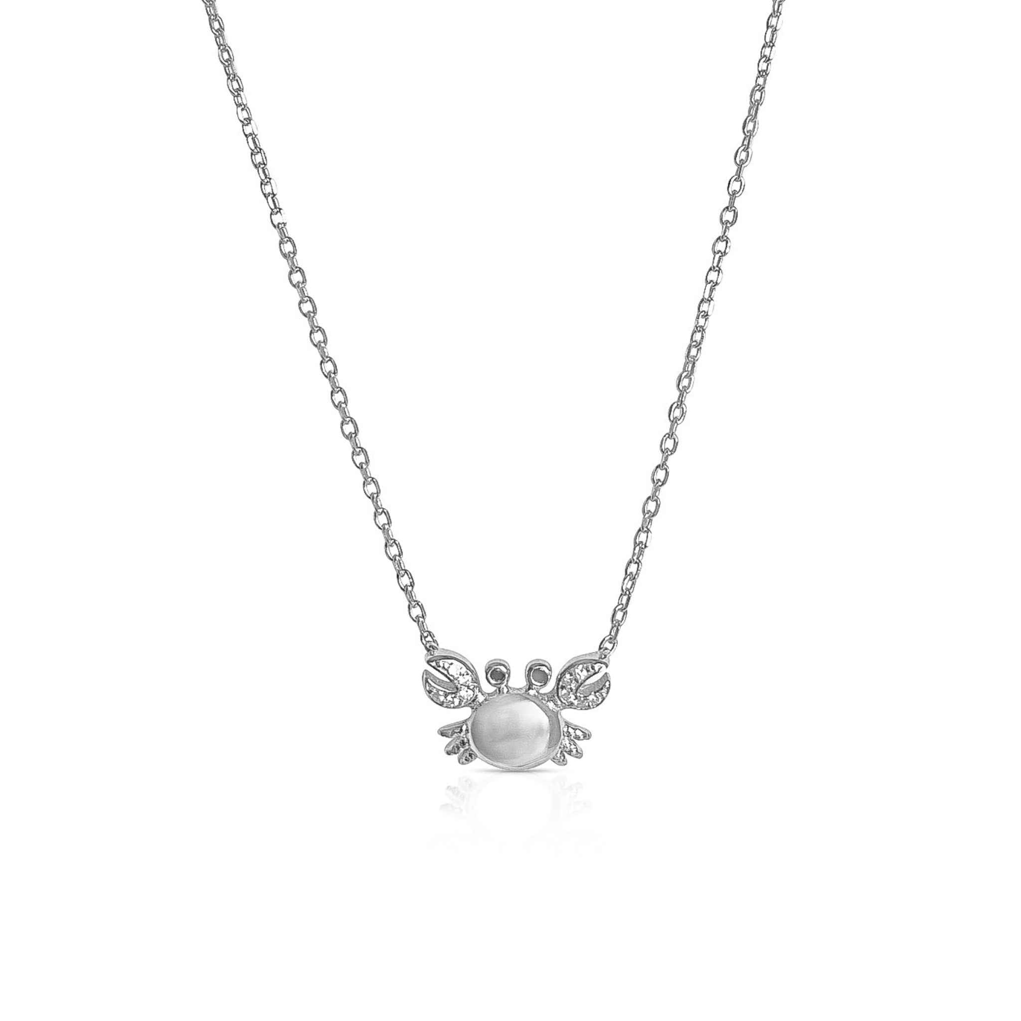 Sterling silver Crab Pendant Necklace with cubic zirconia claws from Alessandra James.