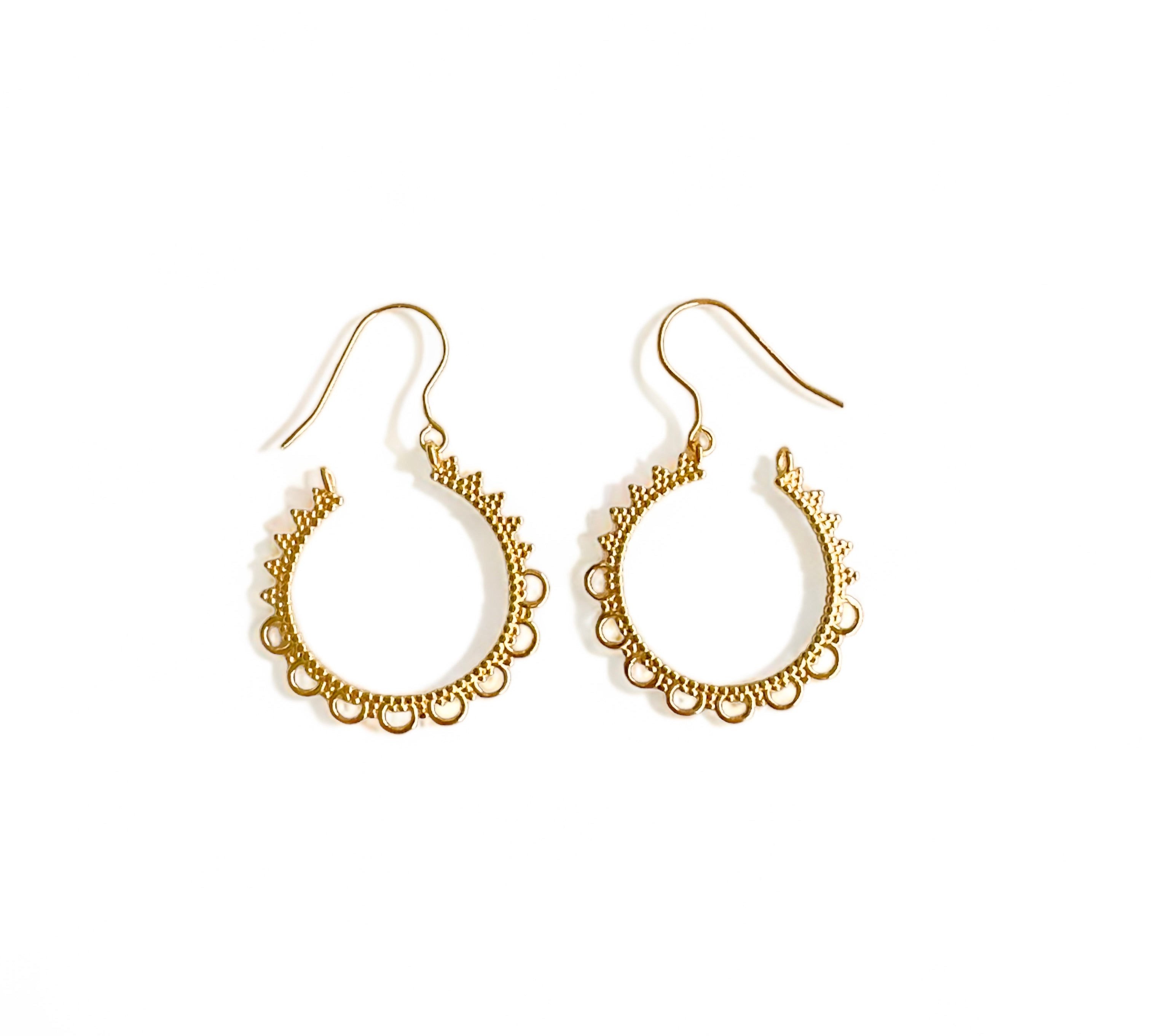 Elegant Lacy Vintage Hoop Earrings by Alessandra James, featuring delicate scalloped edging for a feminine touch.