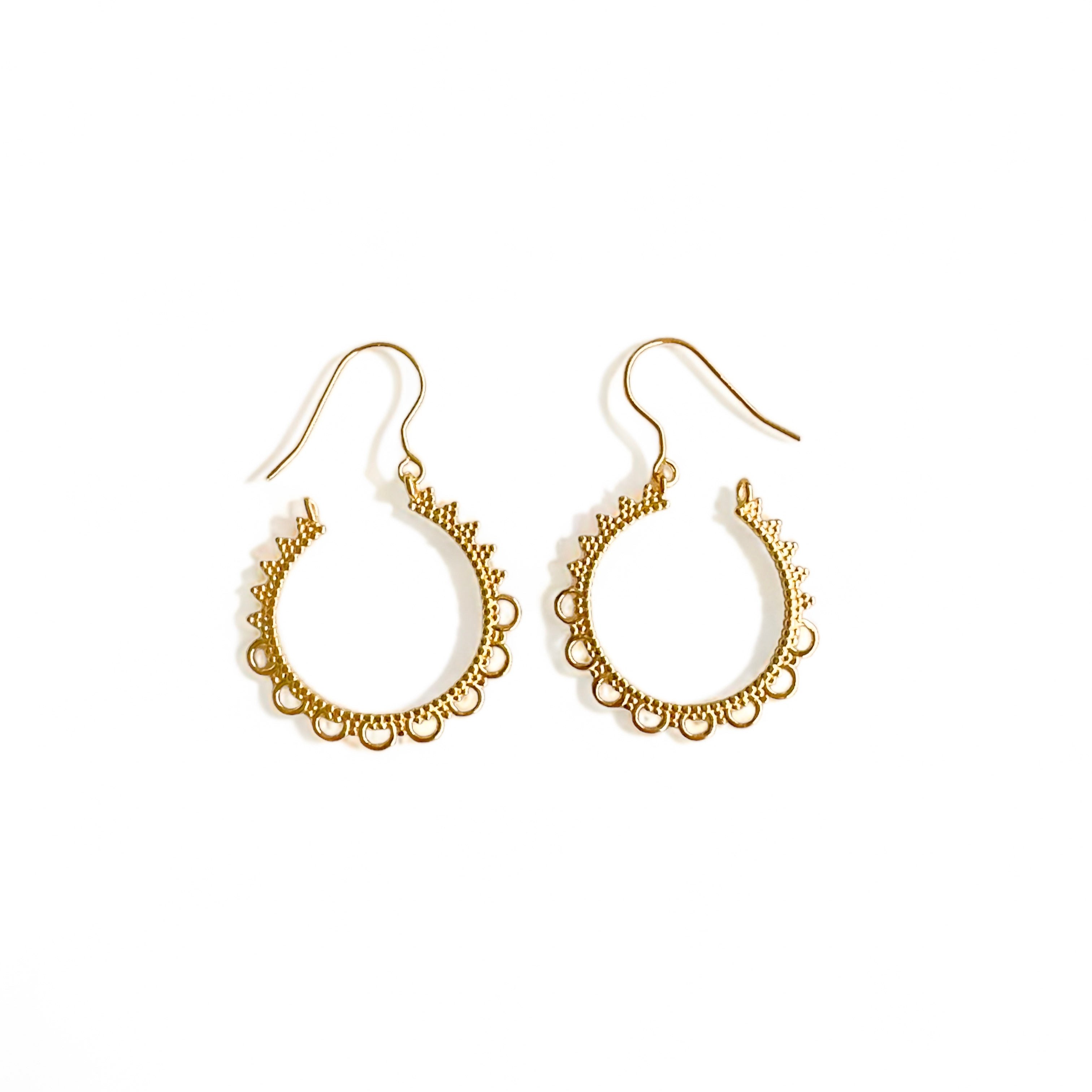 Elegant Lacy Vintage Hoop Earrings by Alessandra James, featuring delicate scalloped edging for a feminine touch.