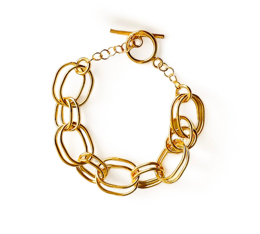 Chic Wide Link Bracelet with T-bar closure - a must-have accessory from Alessandra James.
